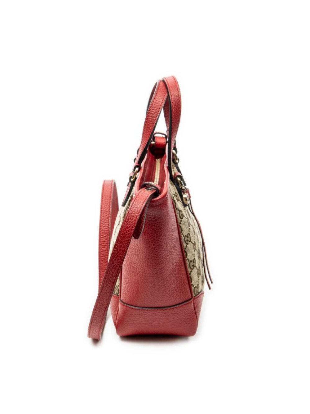 Gucci Small Bree Tote Red Beige GG Canvas - Picture 4 of 10